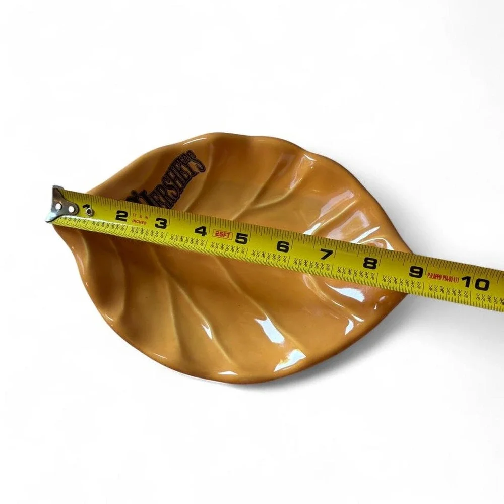 Vintage 2000 Pfaltzgraff Hershey's Leaf Candy Dish Yellow Glazed Ceramic